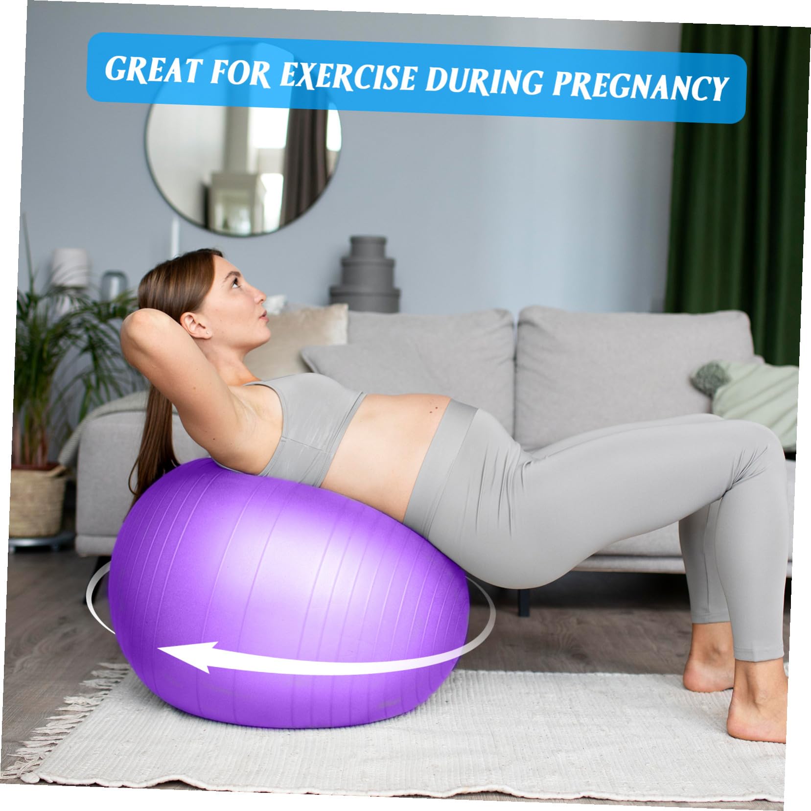 NOLITOY Pelota de Yoga de Ejercicio Pelota de Estabilidad para Pilates Entrenamiento de Core con Inflador para Gimnasio y Casa