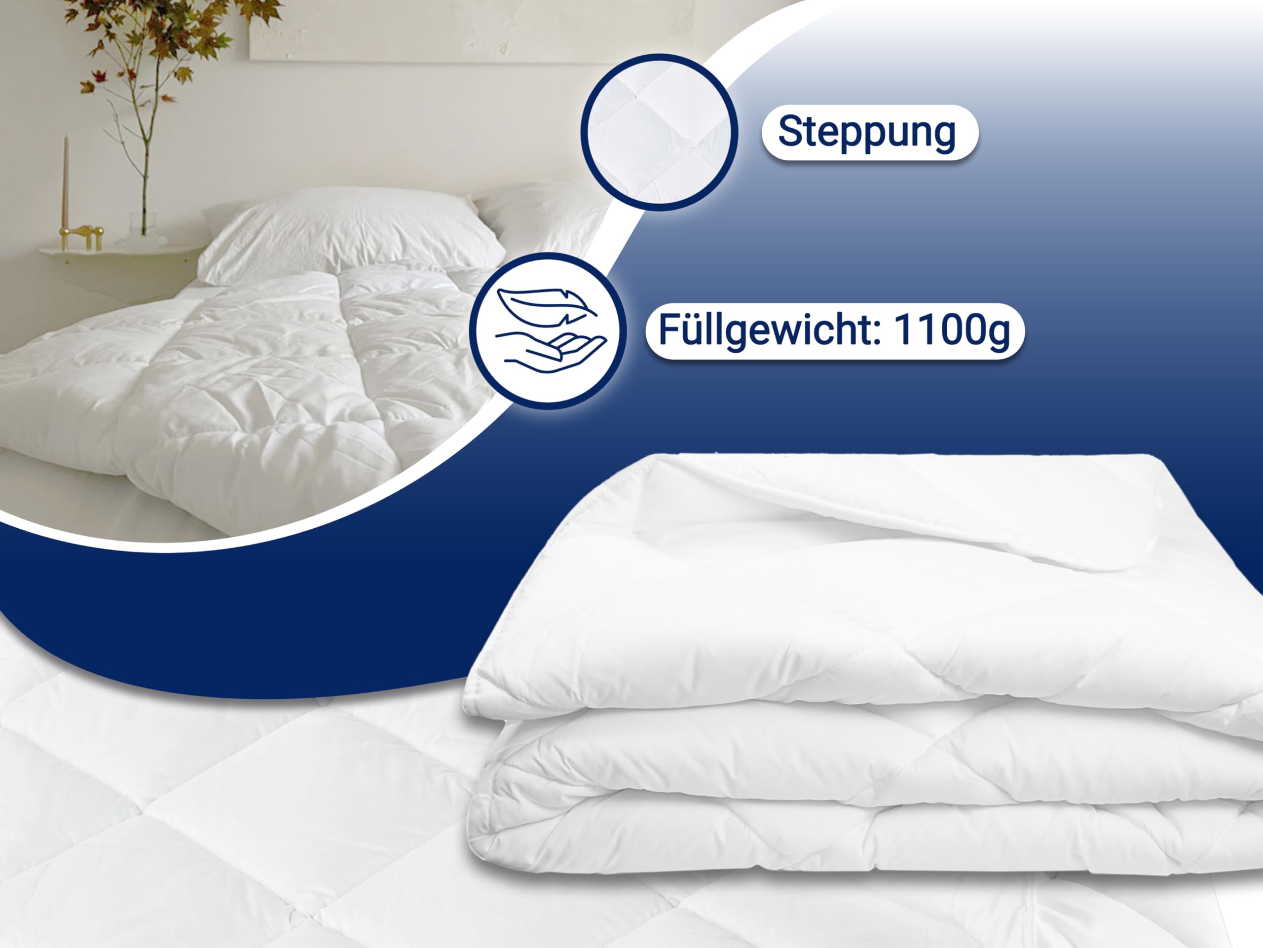 ZOLLNER 4er Set Ganzjahresdecke in 135x200 cm - hautfreundliche und atmungsaktive Tagesdecke - mit Rautensteppung - Füllung aus Polyester - waschbar bis 95°C - Hotelqualität - Oeko Tex® Zertifiziert