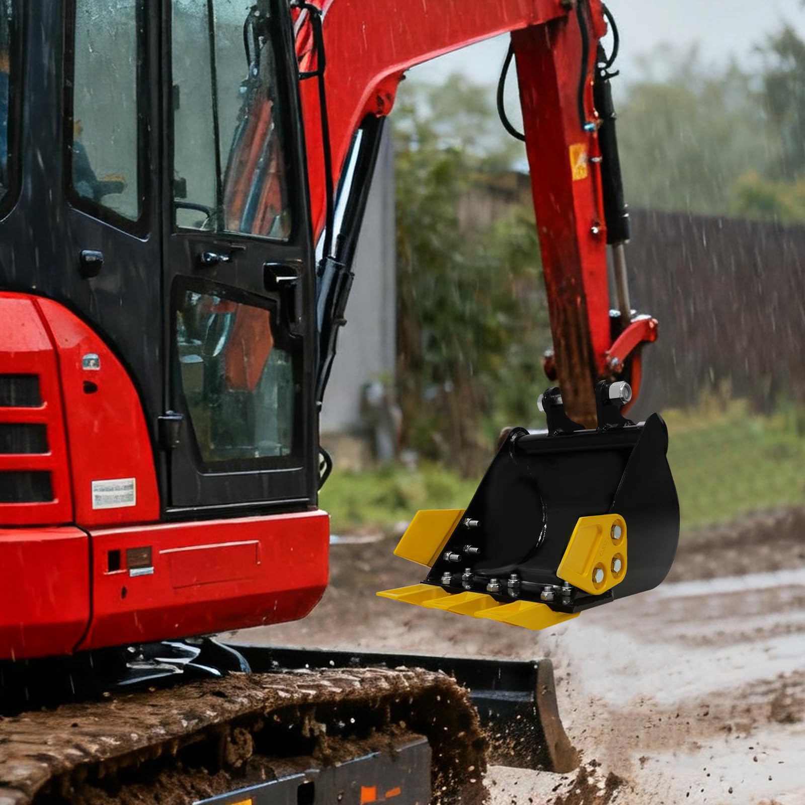 Minibagger Löffel, Minibagger Anbaugerät für 800-1500 kg, Baggerschaufel mit Metallzähnen, für Bauarbeiten, Landwirtschaft, Grabenverfüllung (30cm)