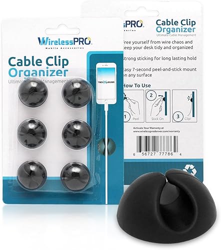 Organizador de clips para cables, perfecto para organizar computadoras de escritorio, teléfonos celulares y otros cables y cables, adhesivo para