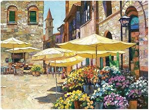 Fine Art Canvas Siena Flower Market Canvas Print by Artist Behrens International Group Inc for Living Room Bedroom