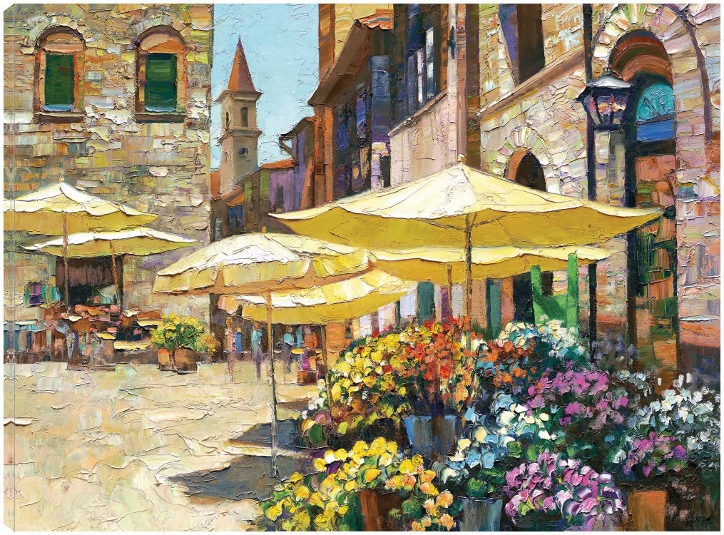 Fine Art Canvas Siena Flower Market Canvas Print by Artist Behrens International Group Inc for Living Room Bedroom