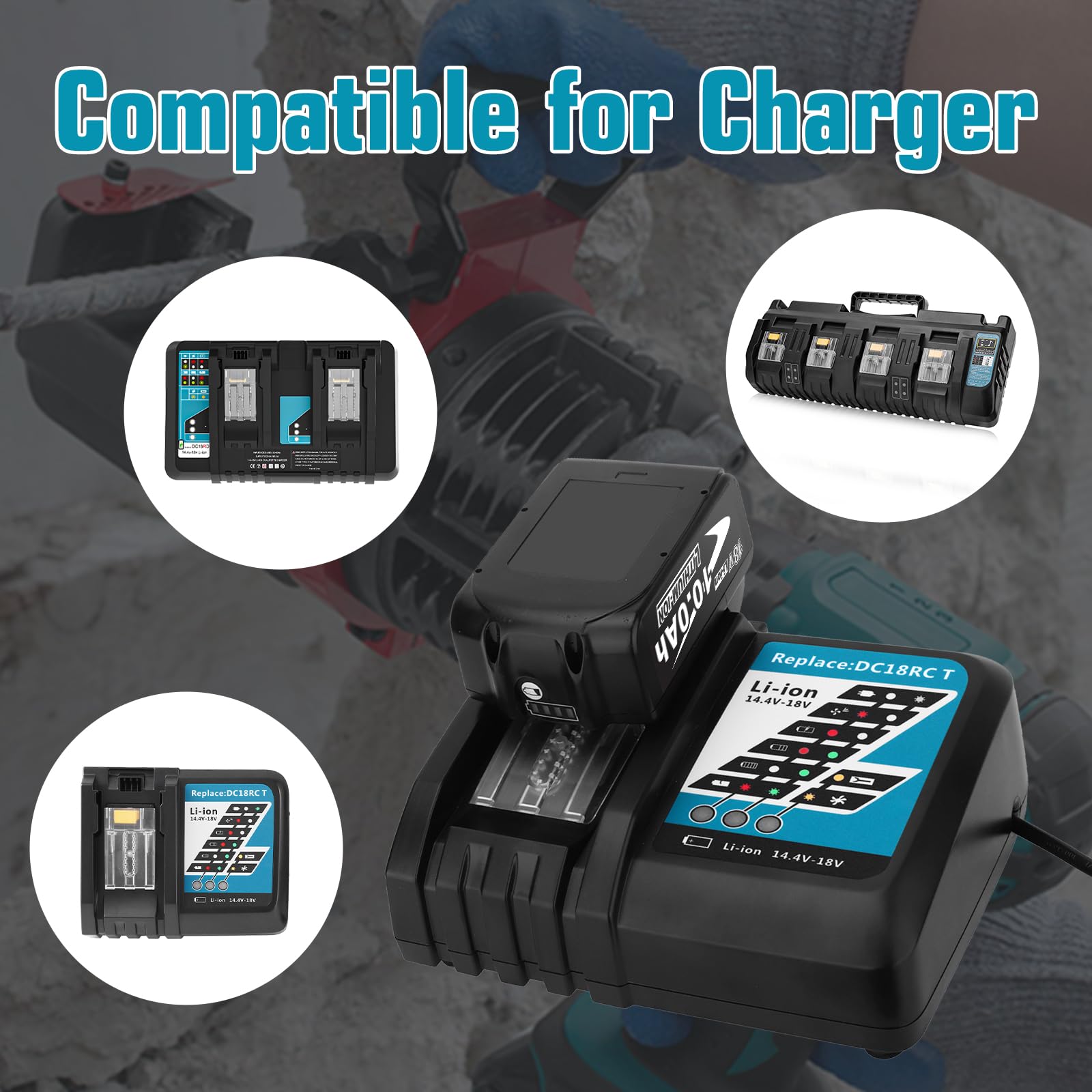 2 x 10,0 Ah Compatible pour Makita Batteries 18V