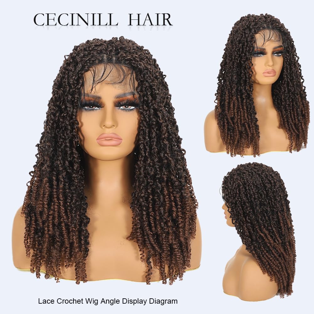 Full Lace Wig Faux Locs Handmade Synthetic Goddess Braids with Baby Hair 20" (1B-30# 20inch)