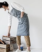 Vista 2 de NEWGEM Delantal de mezclilla de algodón con bolsillos para mujer, cocina, cocina, jardinería, pintura