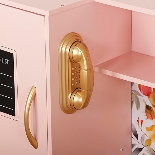 Miniatura 8 de Juego de juguetes de cocina de madera con luz, juego de cocina de juguete de simulación para niños, horno de juguete para fregadero con microondas,