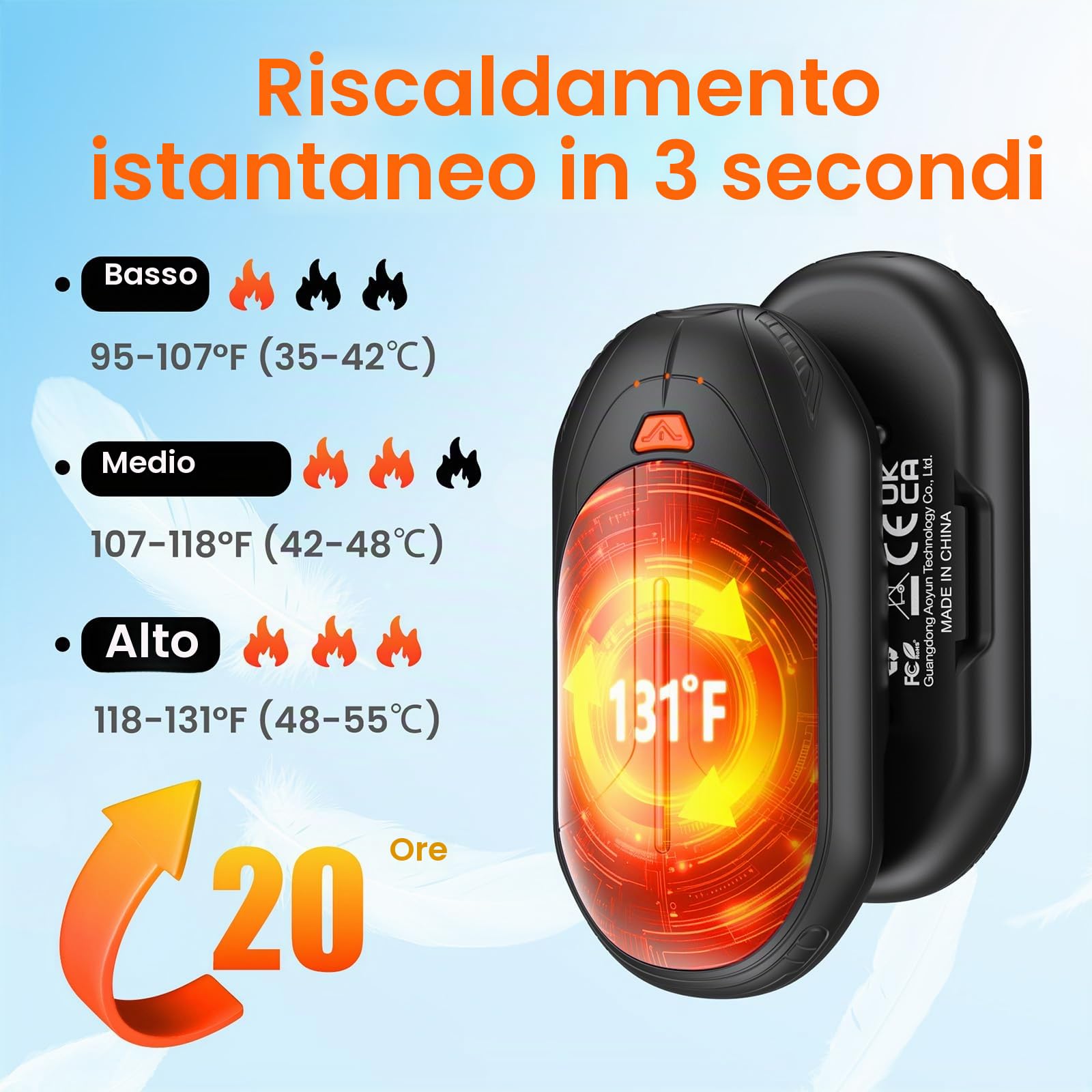 scaldamani elettrico ricaricabile riutilizzabili portatile: 6000mAh batteria scalda mani usb c Ricarica scaldino regalo uomo donna per Campeggio All'aperto Caccia 2pack mini hand warmer Durata 20 Ore