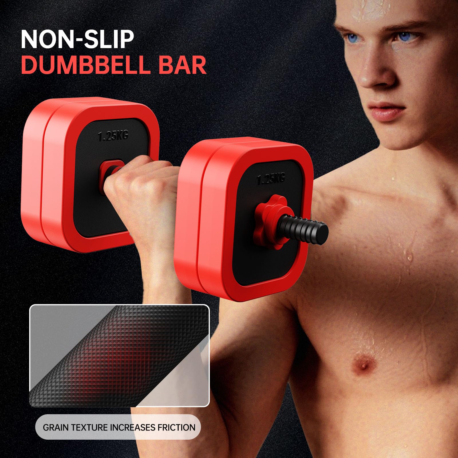 JOROTO Regulowany zestaw hantli 10 kg / 30 kg, hantle 4 w 1, sztanga, kettlebell i stojak push-up, 8 x 1,25 kg + 8 x 2,5 kg, żelazne talerze piaskowe, antypoślizgowy uchwyt, kompaktowy do domowej