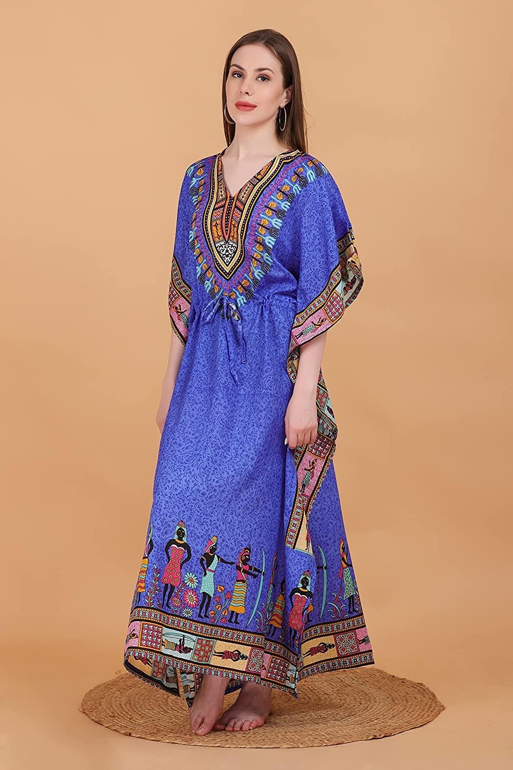 African Print Women Kaftan Dress Tunic Long Maxi Plus Size Polyester Print Caftan Gown Beach Party Casual Kimono Nightdress - Image 4