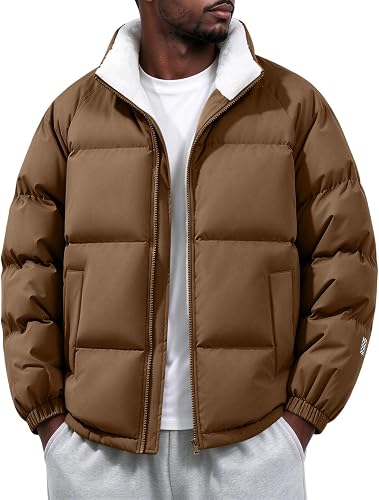 Men's Puffer Jacket Quilted Puffy Casual Warm Winter Padded Jacket Coat | Puffy Jacket, Full Zip, with Pockets, Windproof, Lightweight, Thermal, Business Casual, Office Wear, Winter Outfits for Men