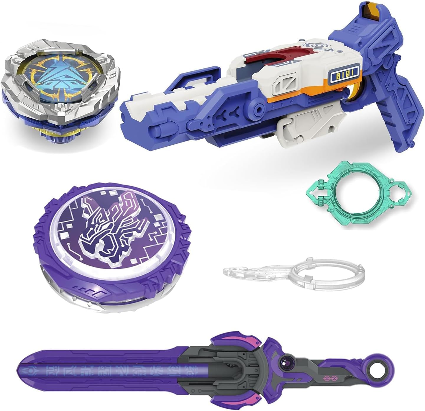 INFINITY NADO Battle Top Starter Pack Set with Gun & Sword Launcher Infinite Acceleration, Metal Defense & Attack Type, Right-Spinning top Game Toys for Boys Girls 5+