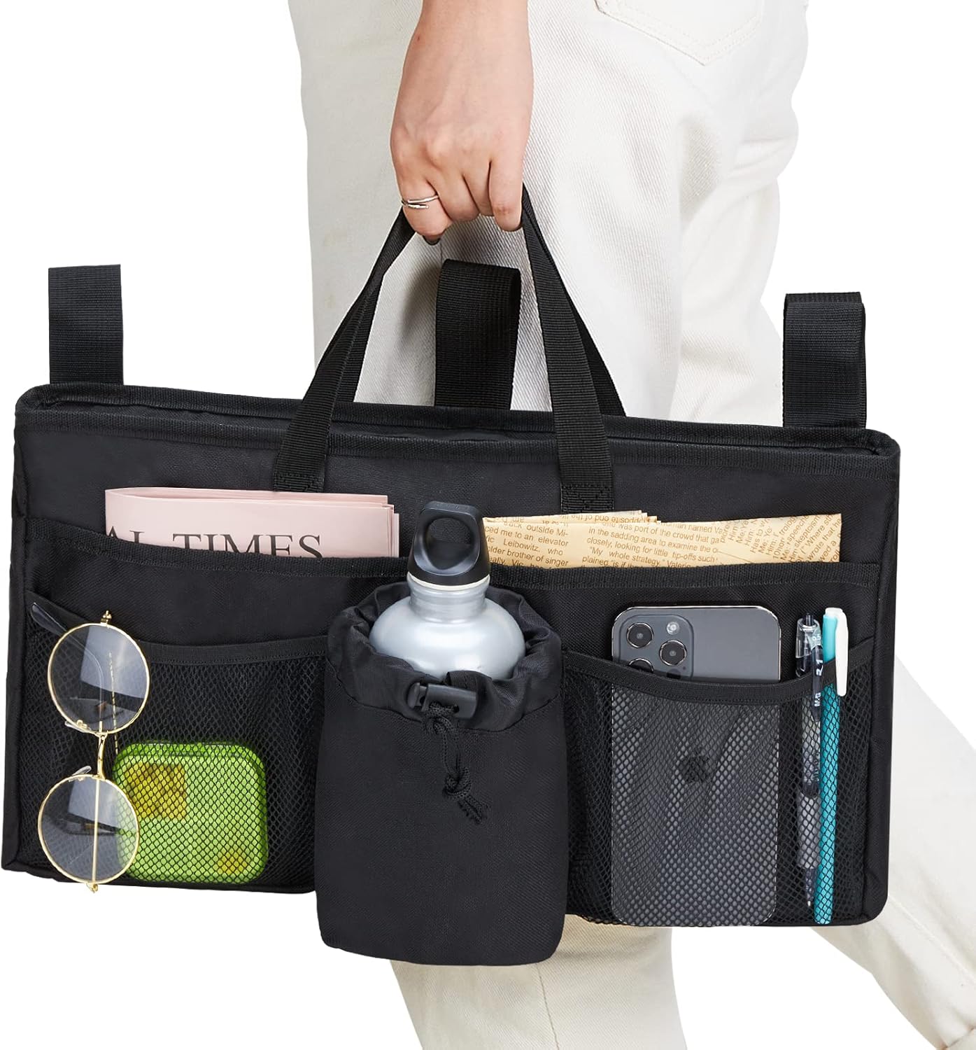 Walker Baskets for Folding Walker with Cup Holder Walker Storage Bag Hand Free Walker Organizer for Rollator, Wheelchair, Folding Walkers(Black) : Health & Household