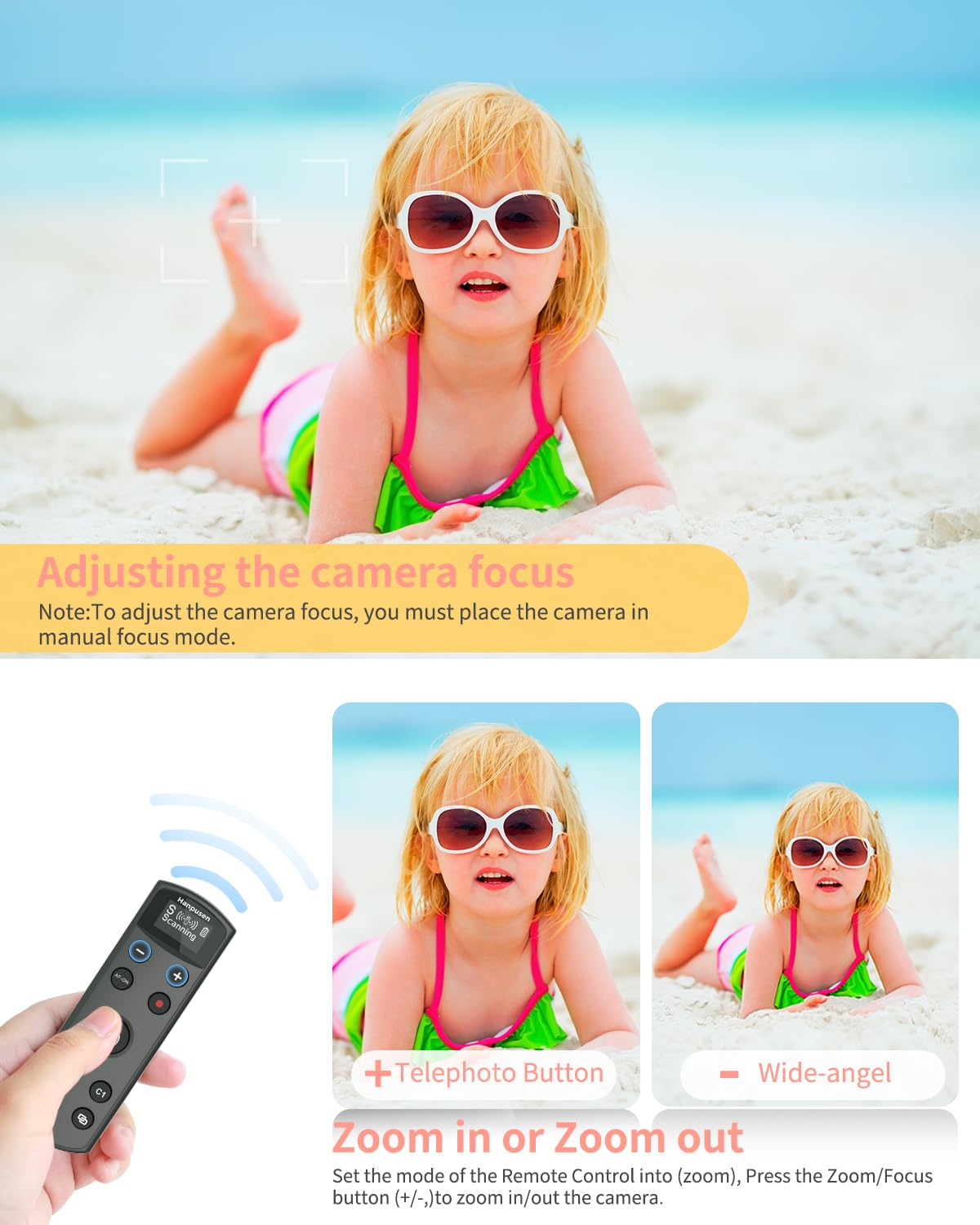 Hanpusen Telecomando ricaricabile per fotocamera Sony – scatto senza fili con schermo OLED compatibile con ZV-1F, ZV-1II, ZV-1, ZV-E10II, ZV-E10, A6100, A6400, FX30, FX3; sostituisce Sony RMT-P1BT