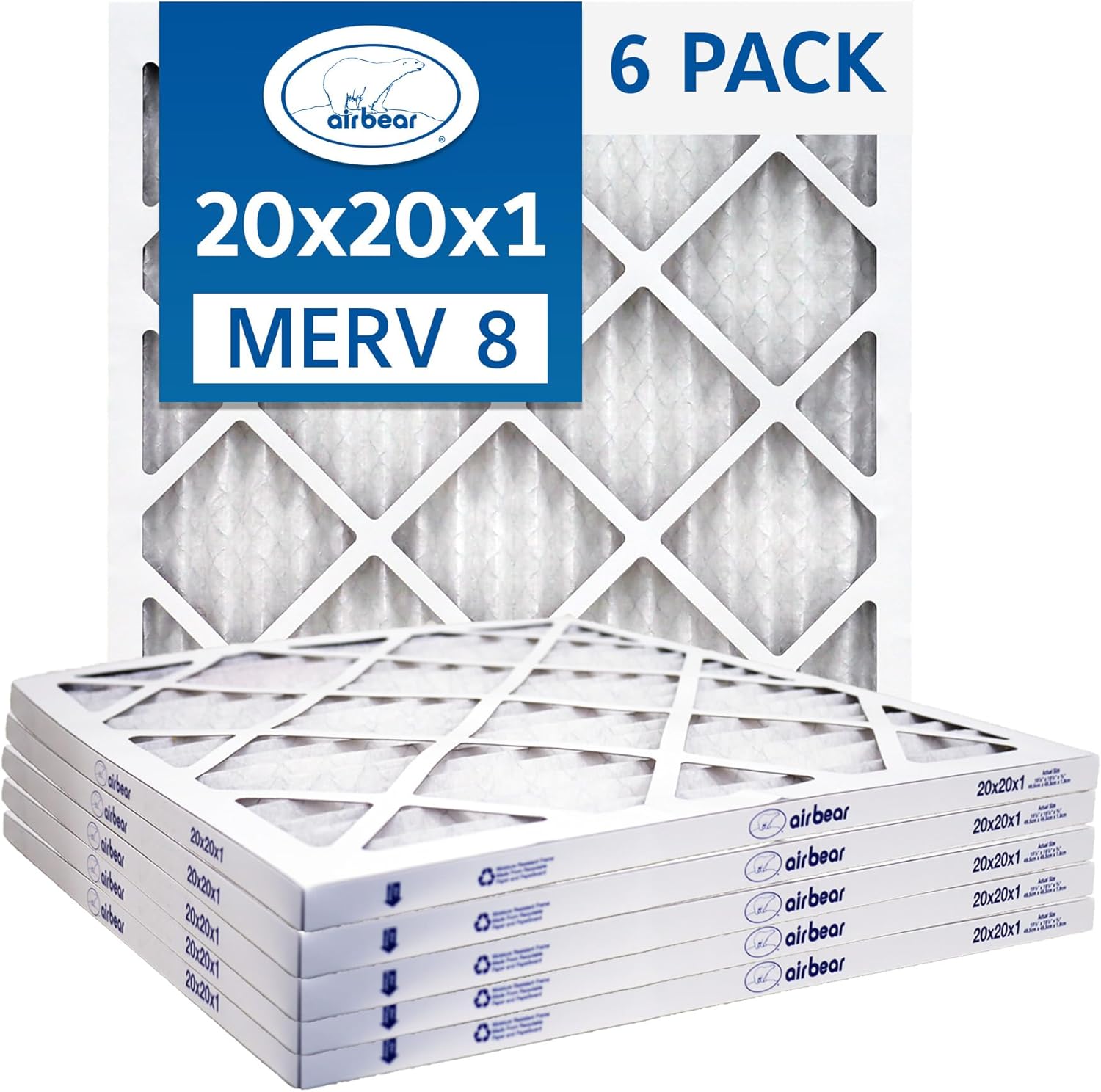 Trion Air Bear T08-1"" MERV 8 Pleated Air Filter (6-Pack) (14x20x1), T08-6P