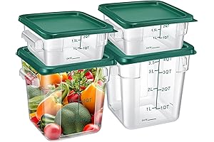 Set of 4 Commercial Food Storage Containers with Lids in 2 qt...