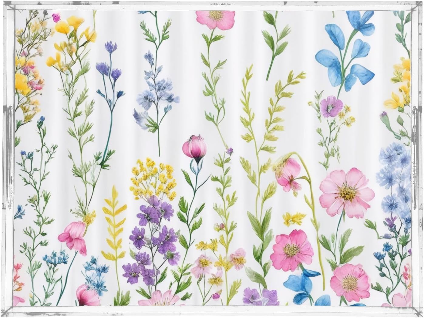 Cosmos Flower Plant Serving Tray, Decorative Ottoman Trays with Handles for Breakfast, Coffee Table, Dining Room, Party - 16" x 12"