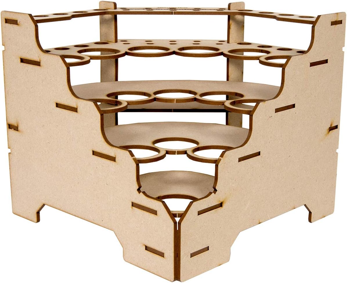 The Broken Token Modular Paint Rack w/ 35mm Holes - 90° Wedge - Multiple Organizer for Paint Bottles, Pots, and Brushes in Tiered Layout - Customize Your Pieces with Easy Organization & Access
