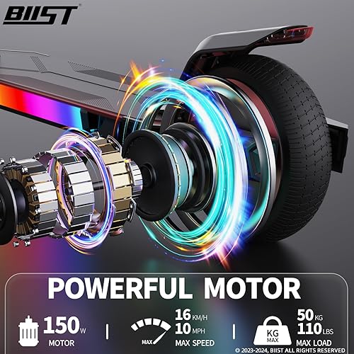 Miniatura 2 de BIIST Patinete eléctrico plegable para niños, con luces LED delanteras, luces en la barra, pedales brillantes, pantalla LED, frenos duales, motor de