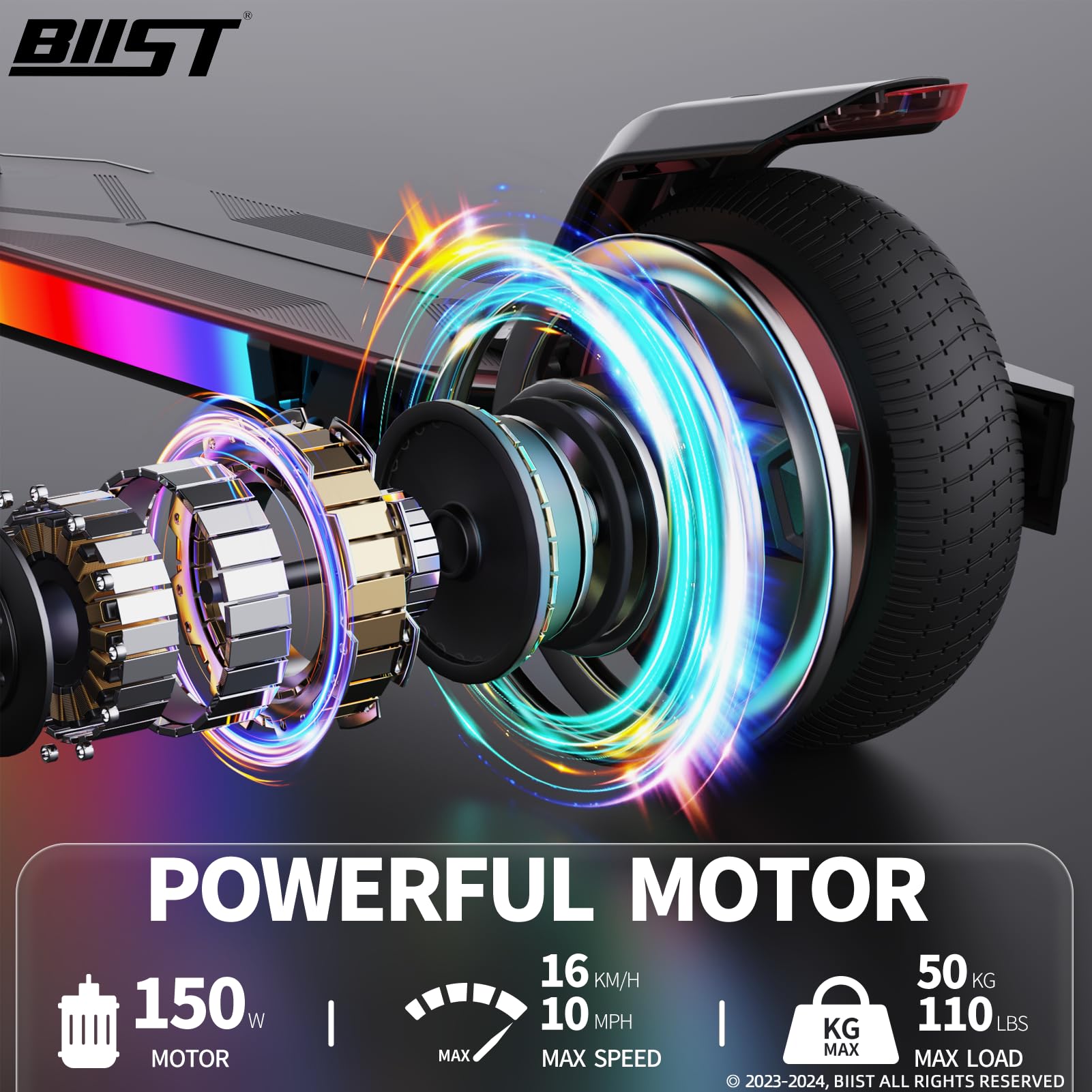 Patinete eléctrico plegable negro para niños, con luces de cabeza LED, luces de barra frontal brillantes, luces brillantes en el pedal, pantalla LED, motor de doble freno de 150 W, scooter 2