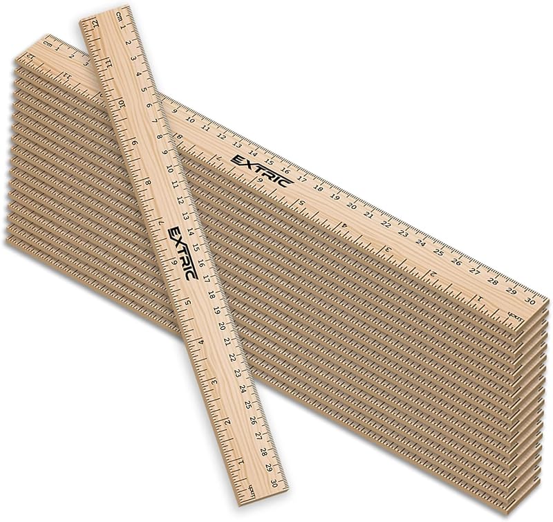 EXTRIC Rulers 12 Inch Bulk for Classroom 25 PK Wooden Ruler for Kids | Use for School, Office, Home, Features Imperial & Metric Measurements