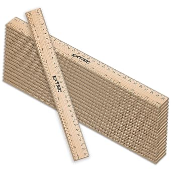 Rulers 12 Inch Bulk for Classroom 25 PK Wooden Ruler for Kids | Use for School, Office, Home, Features Imperial & Metric Measurements