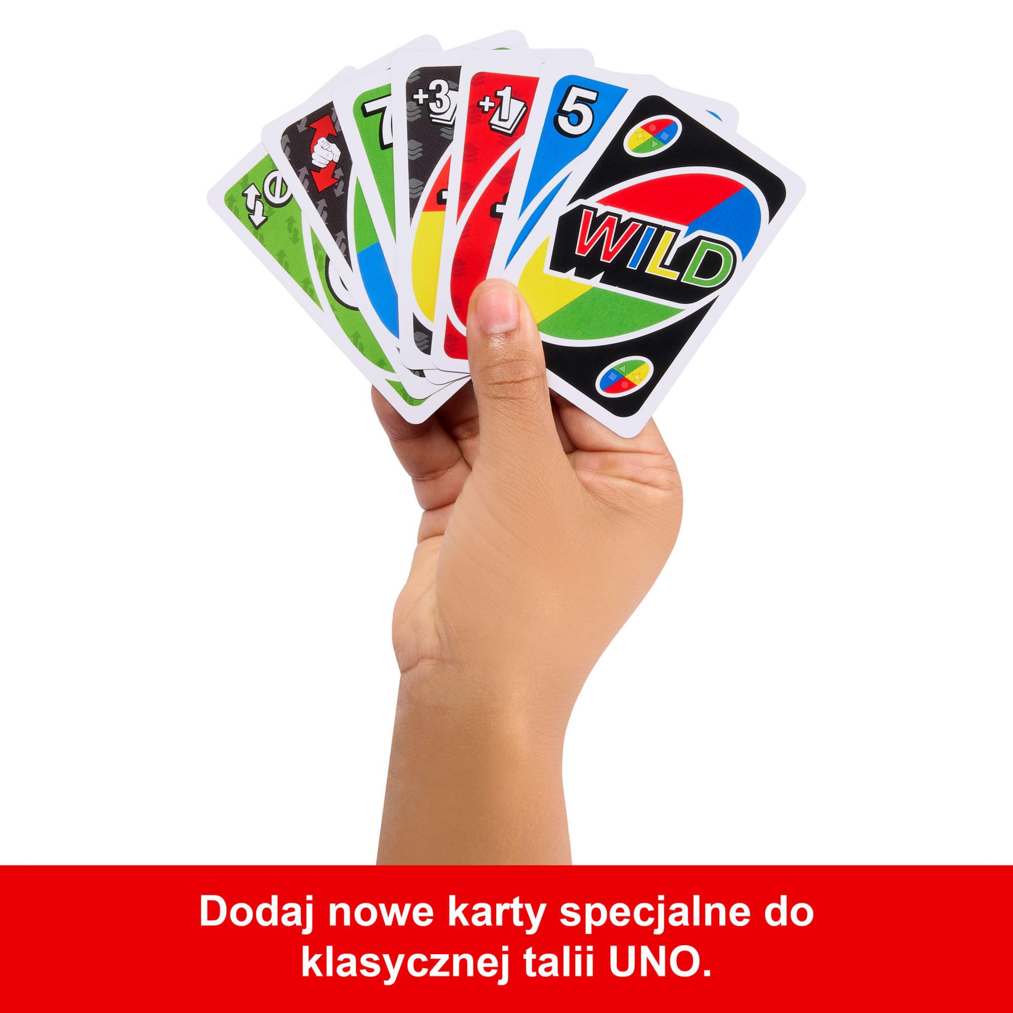 Mattel Games Gry Mattel UNO Gra podstawowa i 2 pakiety uzupełniające w metalowym pojemniku, towarzyska gra karciana dla dzieci 7+, dorosłych i rodzin na wieczór gier dla 2-10 graczy, JCV60
