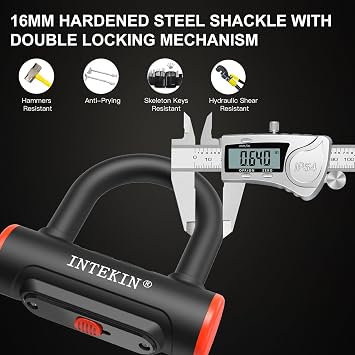 Motorcycle Lock 3.3FT/100cm Bicycle Chain Locks 8mm/10mm Thick Bike Lock Heavy Duty Security Chain Anti Theft with 16mm U-Lock for Bikes, Gates, E-Bikes