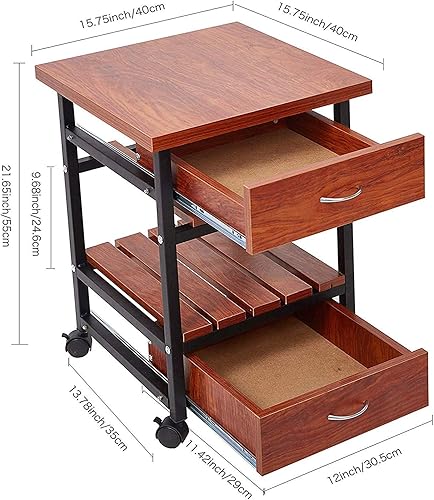 Miniatura 4 de Karmas producto al lado mesa auxiliar mesita de noche con 2cajones, Rolling recámara sala de estar mesa de centro con estante de almacenamiento