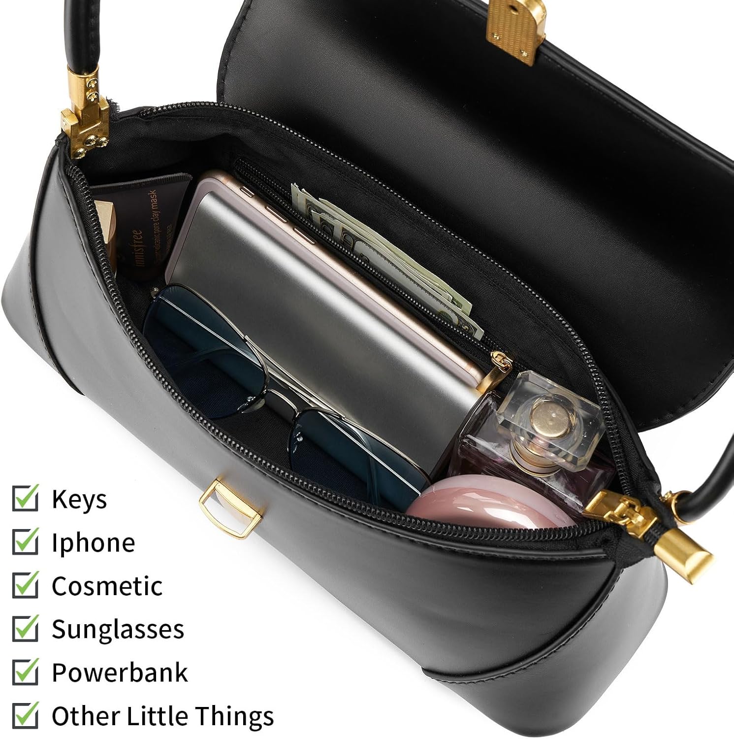 Shoulder Bag for Women Vintage Purse Fashion Classic Vegan Leather Clutch Tote Retro Handbag with Buckle Closure - Image 4