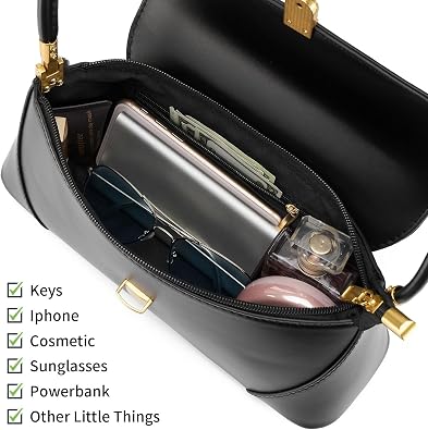 Shoulder Bag for Women Vintage Purse Fashion Classic Vegan Leather Clutch Tote Retro Handbag with Buckle Closure