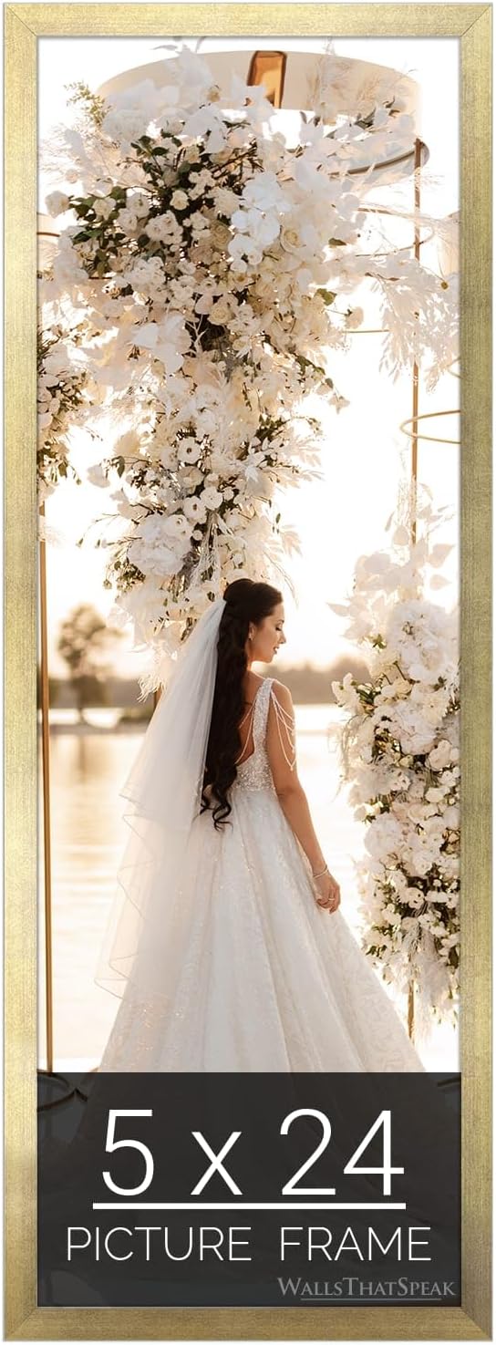wallsthatspeak 5x24 Gold Picture Frame for Puzzles Posters Photos or Artwork