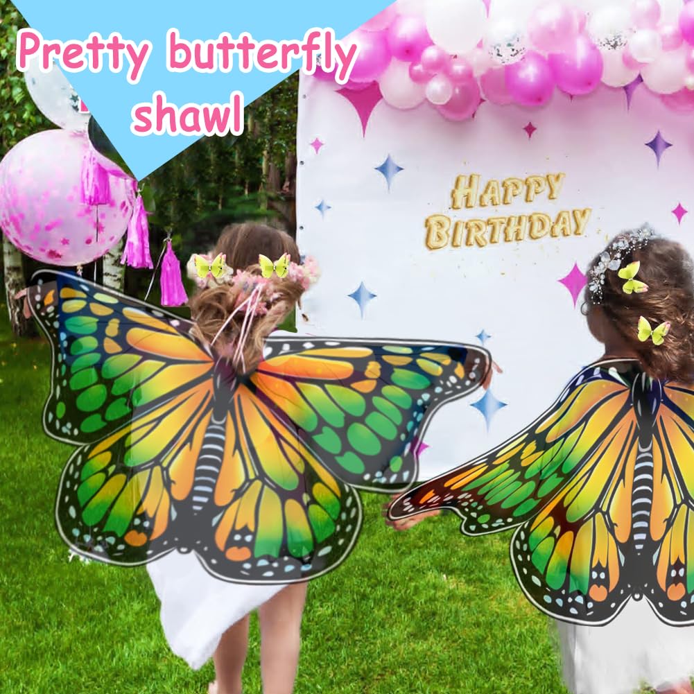 Kostium Motyl Dziewczynka, 3 Sztuk Motyl Peleryna Dziewczyna Skrzydła Motyle Dziewczyny Kostium Motyla Z Widelcami Motyli, Odpowiedni dla Księżniczki Udawania, Zabawa Impreza