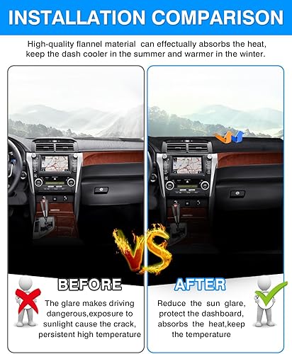 Miniatura 3 de Autorder Alfombrilla para tablero de instrumentos para Toyota Camry 2012-2017, accesorios de franela, protector de rayos UV