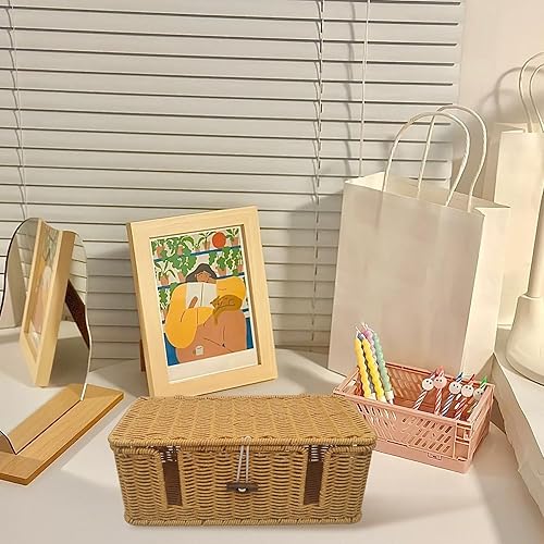 Miniatura 3 de Cable Management Box - Handwoven Wire Storage Case, 4 Open Slots Imitation Rattan Cord Organizer with Durable Material for TV Wires Computer Router