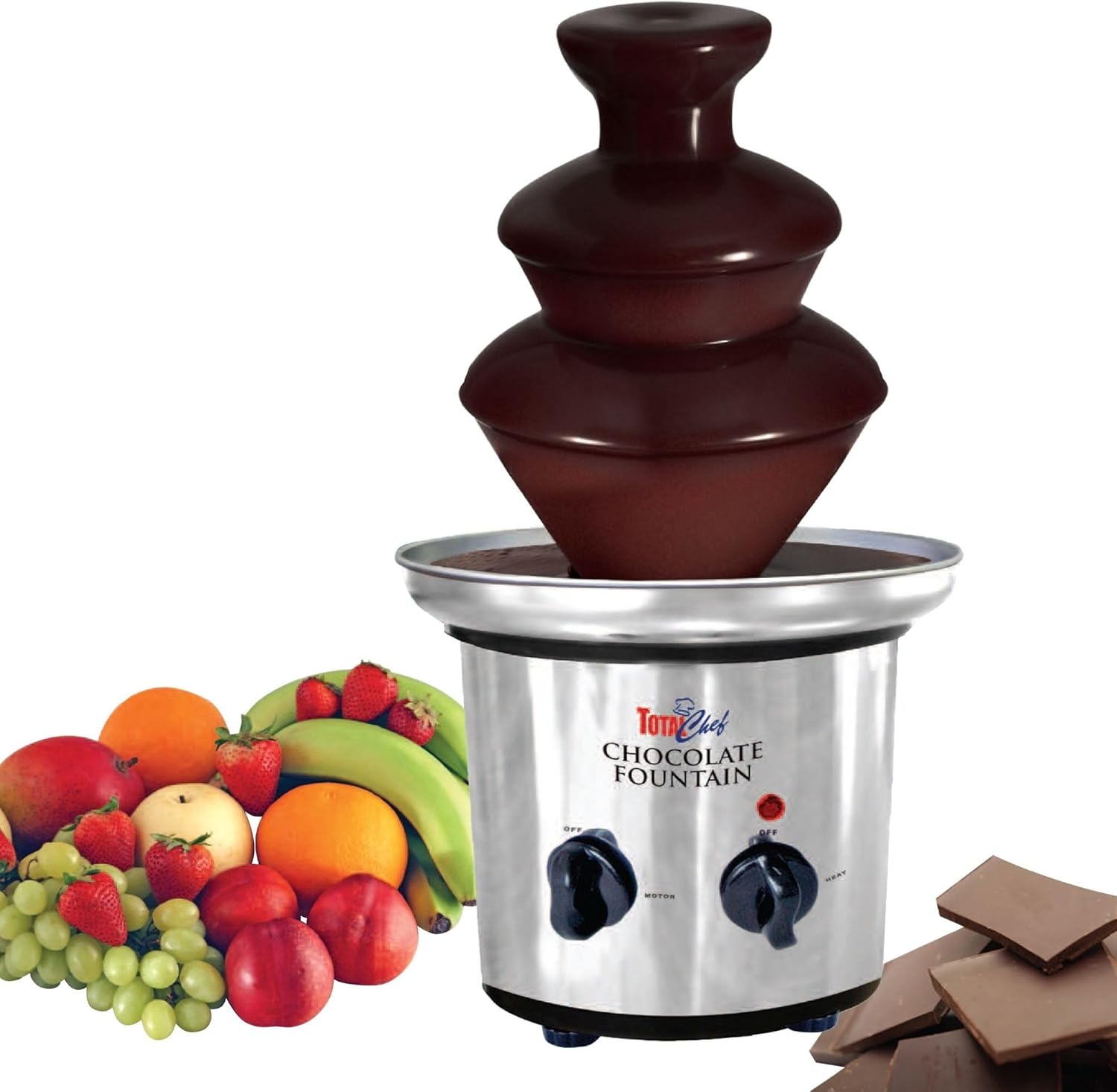 Total Chef 3 Tier Chocolate Fountain Machine – Mini Fondue Fountain for Chocolate, Cheese & Dessert – Fuente de Chocolate para Fiesta, Chocolate Fondue Set for Party and Events, Queso Fountain