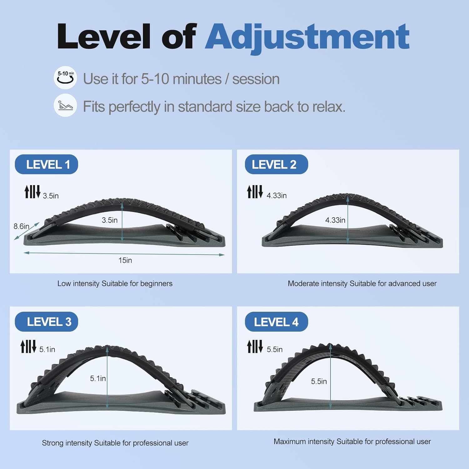 Back Stretcher Massager for Lower Lumbar Pain Relief, Multi-Level Adjustable Stretching Device, Lumbar Support, Back Pain Relief Support, Spine Decompressor Cracker Board