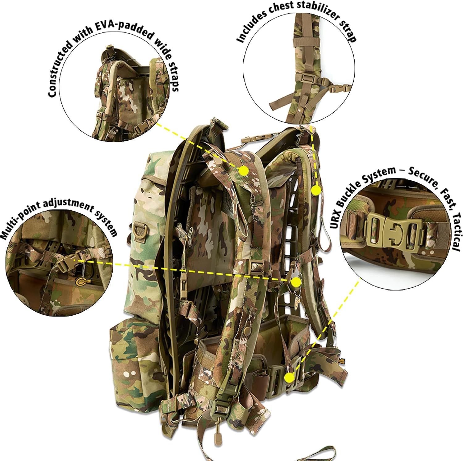 MT Military Load MOLLE Frame with Detachable Laser-Cut Panel – Tactical Game Hauler for Rucking, Hunting & Survival Gear OCP - Image 8