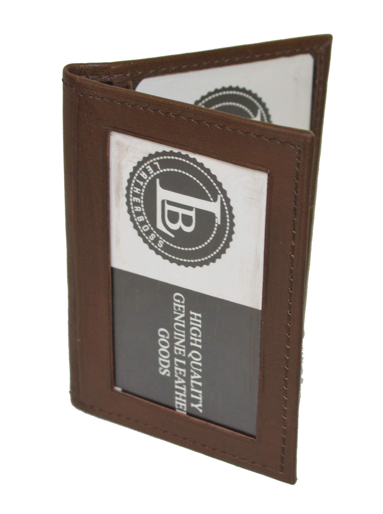 Slim Thin Leather Credit Card Triple ID Window Mini Wallet Bifold Driver License Safe (Brown)