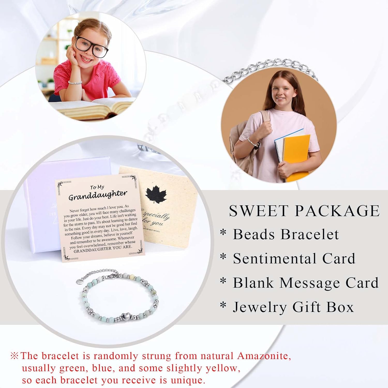 Bracelet Gifts for Girls Women, To My Daughter Granddaughter Niece Sister Natural Stone Beaded Bracelet Christmas Valentines Mothers Easter Graduation Birthday Gifts for Girls Her Women - Image 5