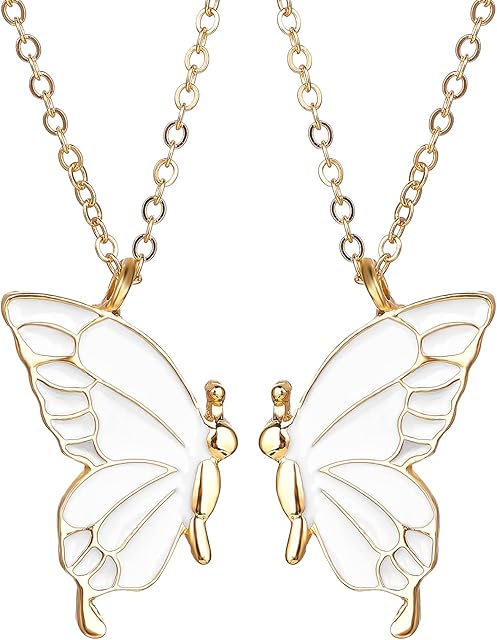Yolev BFF Necklace Friendship Necklace Gifts For Girls Butterfly Necklaces Jewelry Long Distance Birthday Christmas Bridesmaid Gifts for Girls Women Sisters FBest riend