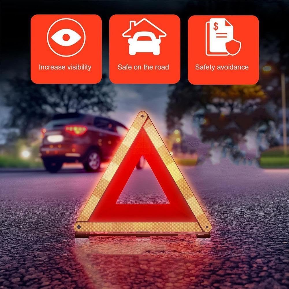 Warndreieck Notfall-Pannen-Warndreieck, rot, reflektierend, tragbar, faltbar, Sicherheits-Auto-Stopp-Reflektor(B)