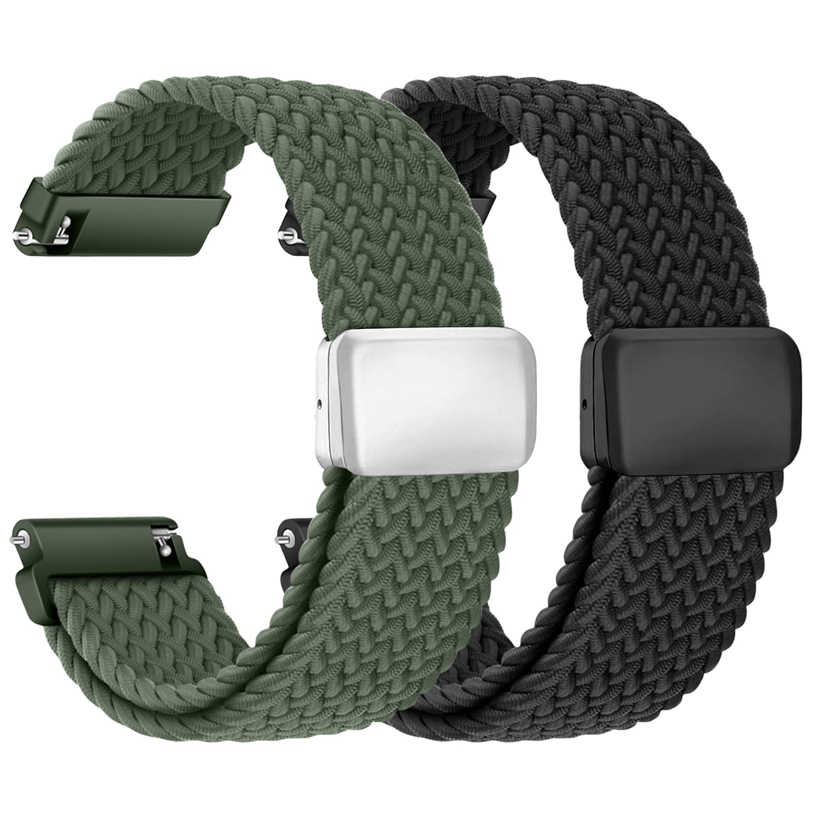 chinbersky Nylon Geflochtenes Uhrenarmband 20mm Uhrenarmband 22mm mit Magnetischem Verschluss, für Herren Damen Elastisches Ersatzarmband
