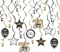 Vista 90 de Serpentinas de remolinos de cumpleaños feliz de 16 años con purpurina azul y plateada - Kit de 15 piezas de remolinos colgantes para el kit