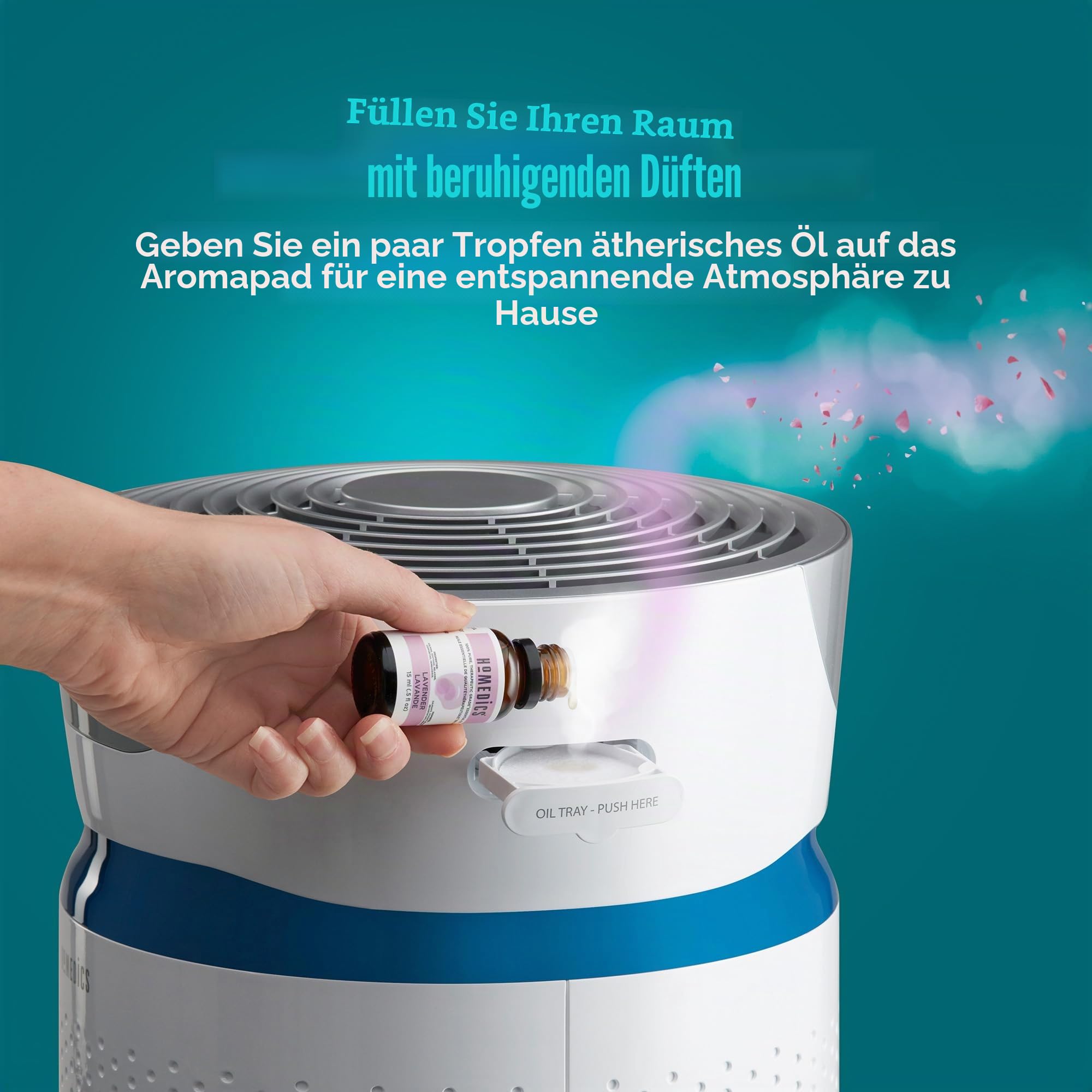 HoMedics Luftreiniger 84 m²mit UV-C, HEPA- & Aktivkohlefilter - Air Purifier für Allergiker, Raucherzimmer, Büros, leise - Entfernt bis zu 99.97% der Allergene, Schimmel, Pollen & Staub, Weiß