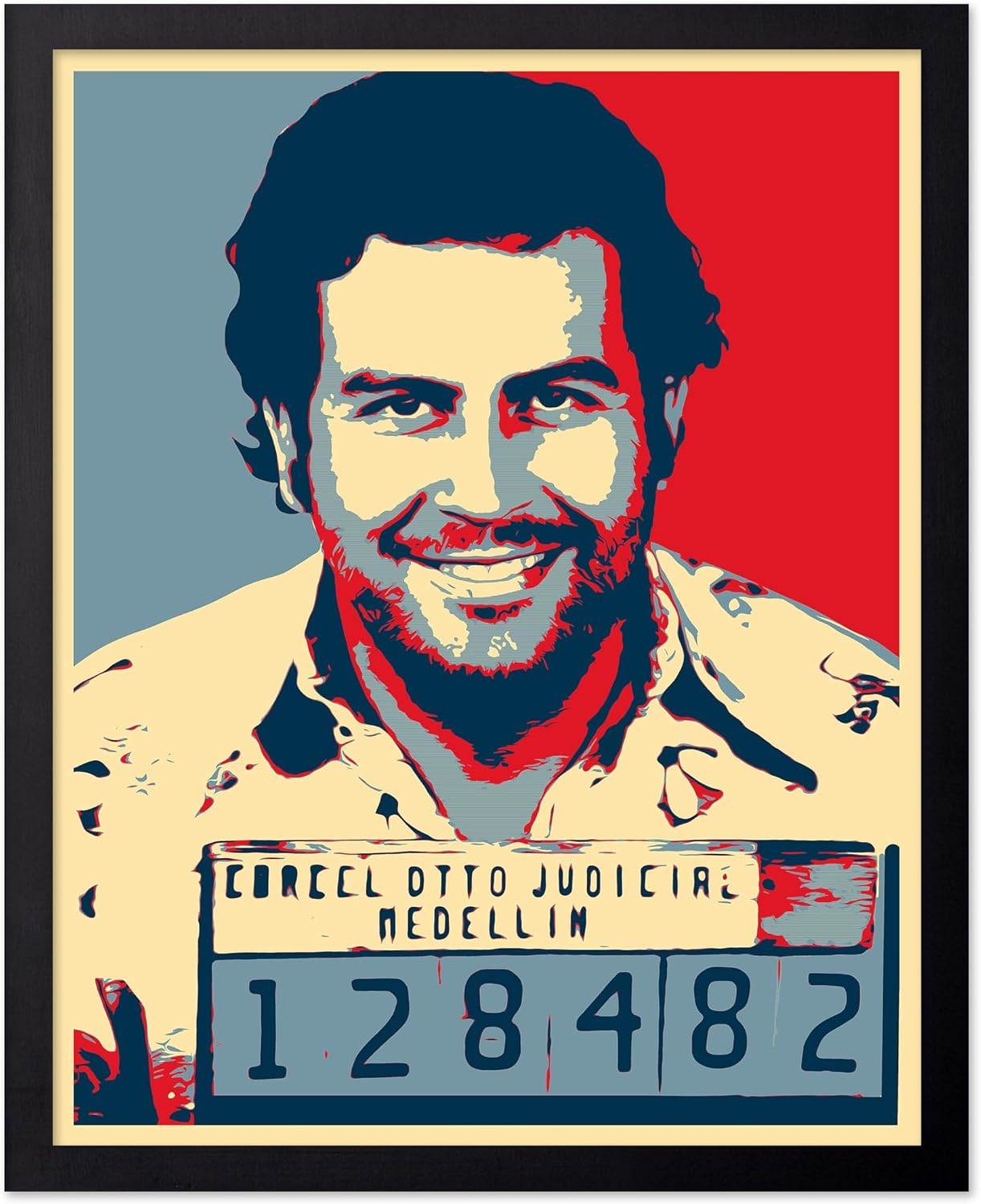 Poster Master Vintage Pablo Mugshot Print - Retro Criminal Mastermind Poster - Medellín Cartel Art - Colorful Housewarming Gift - Great Bedroom or Living Room Decor - 8x10 UNFRAMED Wall Art