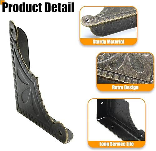 Miniatura 3 de 30 protectores de esquina antiguos para caja, borde decorativo, protector de seguridad para gabinete, muebles, protectores de esquina para joyero y