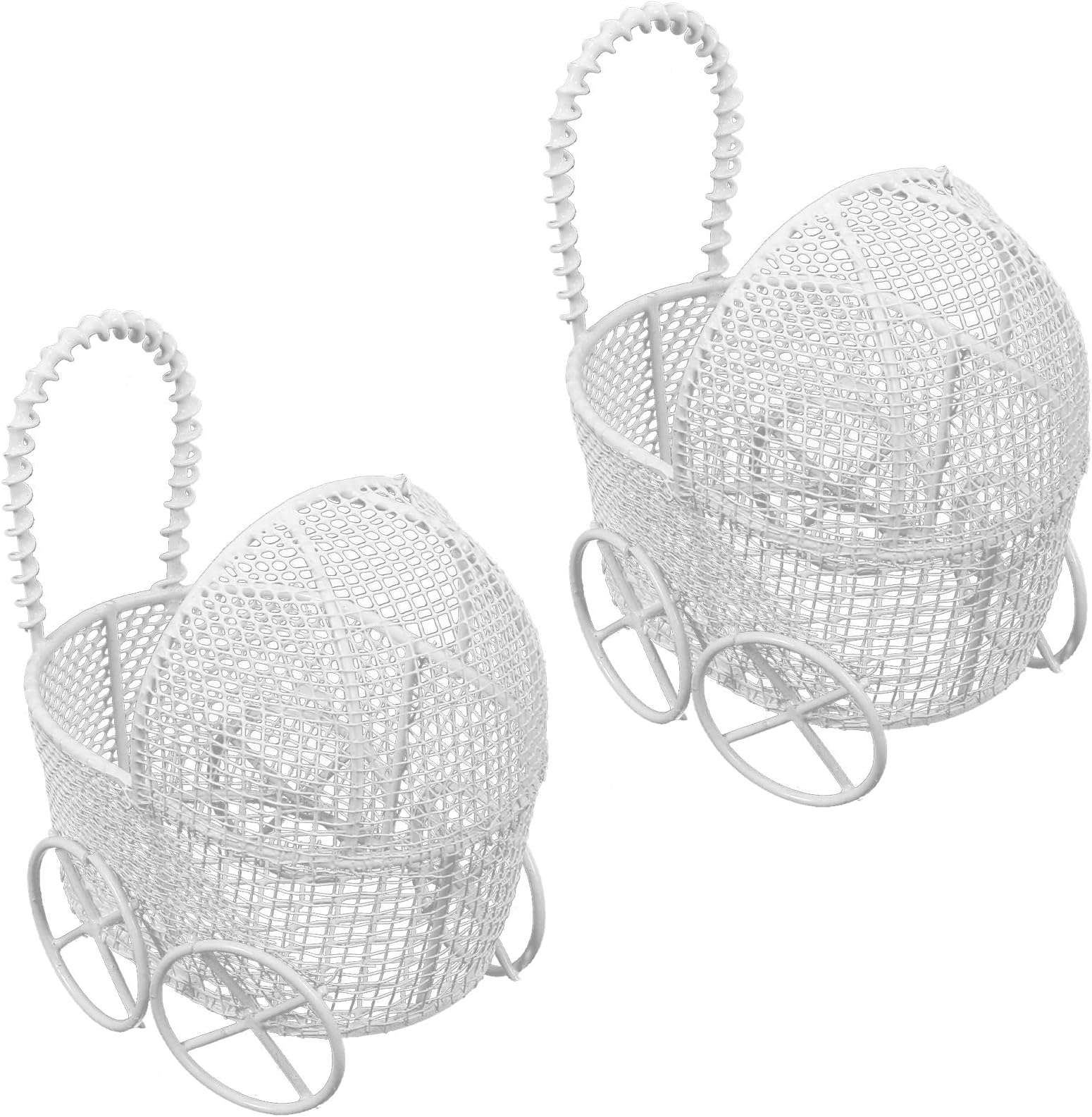 2pcs Miniature Stroller Toy: Simulation Baby Doll Carriage Kids Pretend Play Pushchair - Dollhouse Decoration and Accessories Mini Layout Prop White