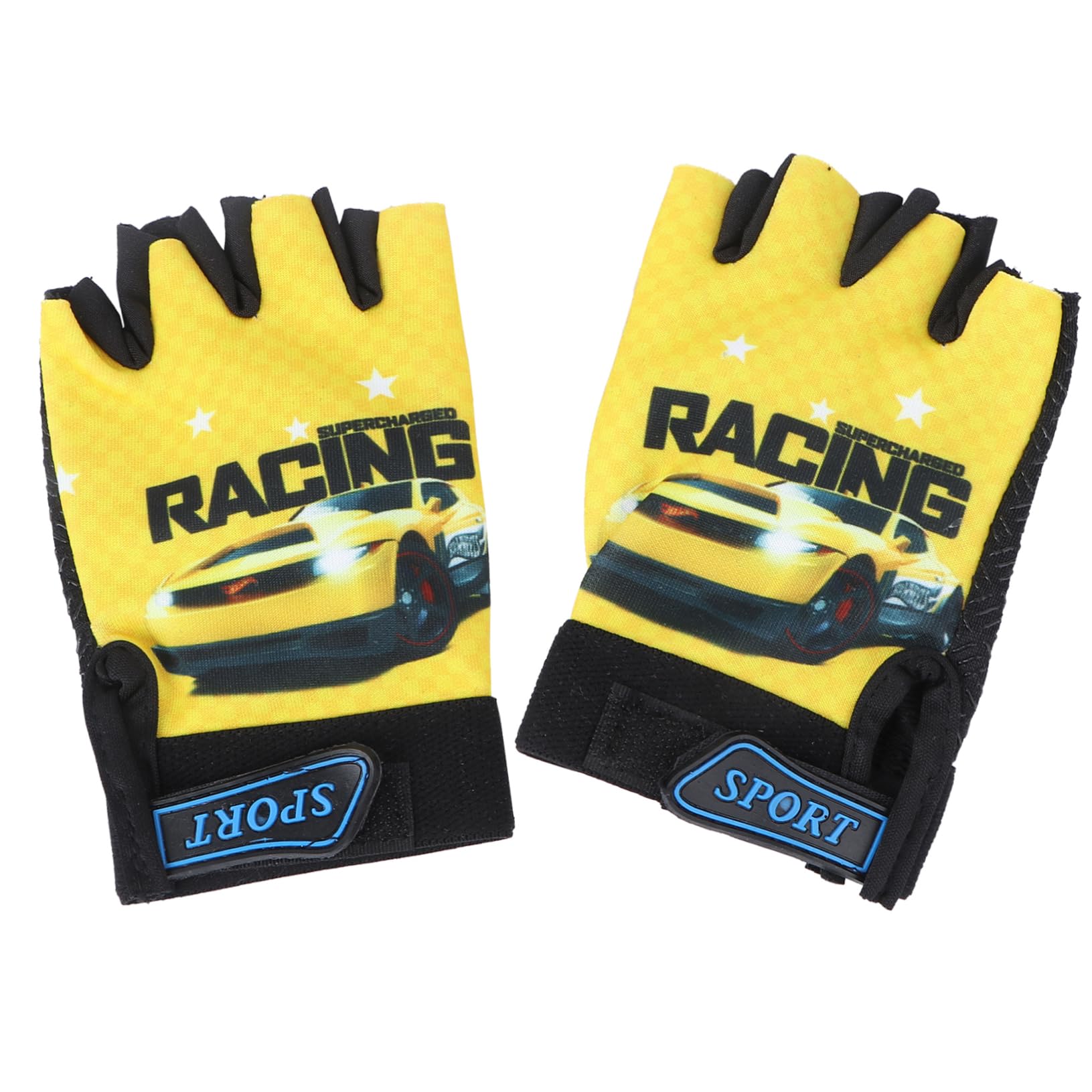 PRETYZOOM Yellow Half Finger Boy Girl Gloves Design Breathable - Cycling Running Gloves for Boys Girls for Outdoor Sports Activities