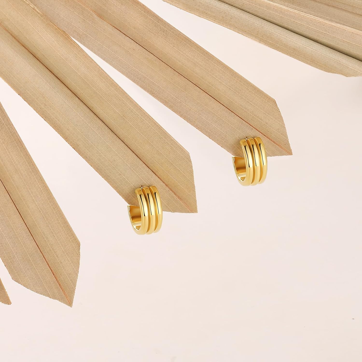 8YEARS Small Gold Hoop Earrings for Women, 18K Gold Plated Trendy Open Hoops, Lightweight Gold Huggie Earrings, Small Gold Statement Earrings Jewelry Gifts - Image 6