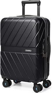 Carry On Luggage 22x14x9 Airline Approved With TSA Lock, 1OO% Polycarbonate Hardside Luggage with Spinner Wheels, Durable Hard Shell Carry On Suitcase 20 inch Black